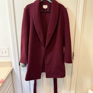 LOFT Women's Deep Burgundy Trench Coat